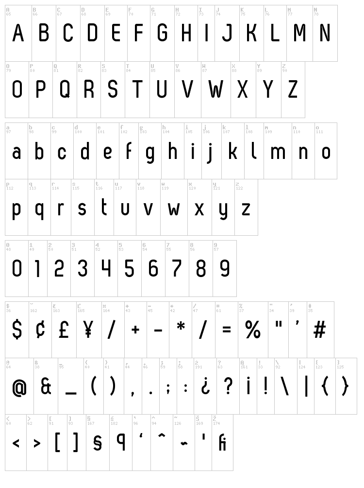 Zag font map